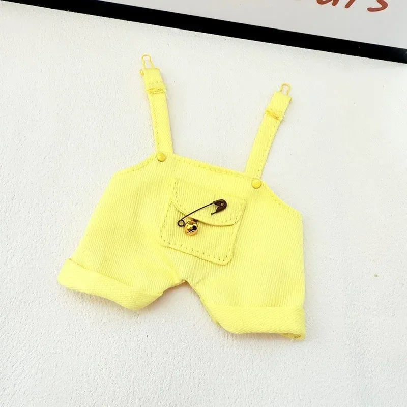 Ropa Labubu Doll Big Into Energy Summer Overalls Straw Hat Doll Clothes Set with Belt Decoration