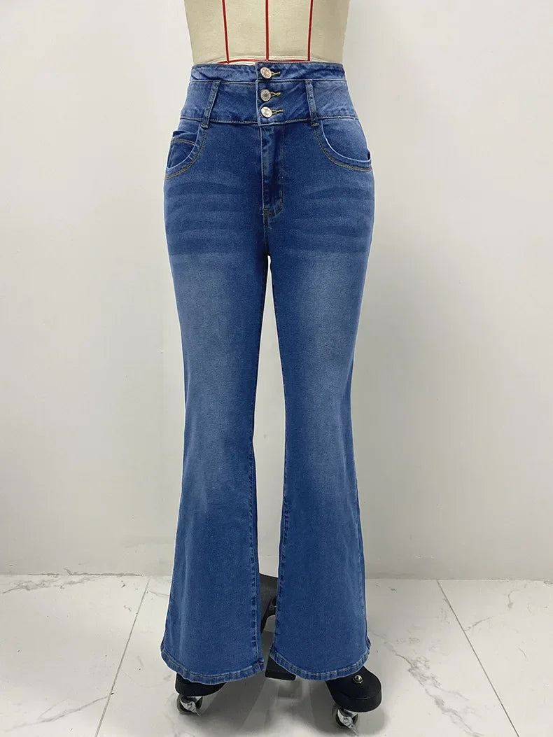 Spring 2025 Sexy Slimming Women's Elastic Jeans Butt Lifting High Waist Denim Pants Fashionable Trendy Female Clothing