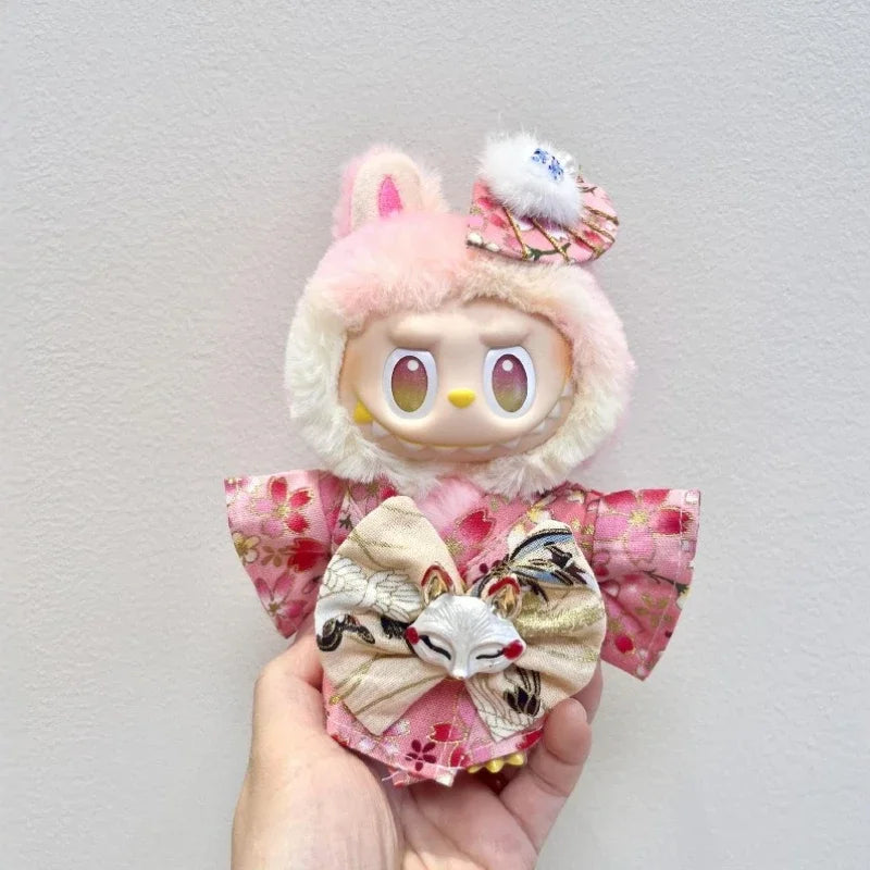 Labubu Doll Outfit Big Into Energy Style 15cm V3 Traditional Kimono Clothes Set for Ropa Labubu