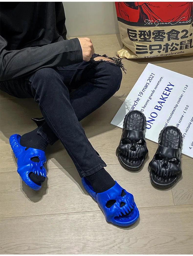 2024 Summer Skull Men Women Slippers Easter Slippers Male Outdoor Fun Novelty Slide Thick Sole Platform Beach Soft Women Sandal