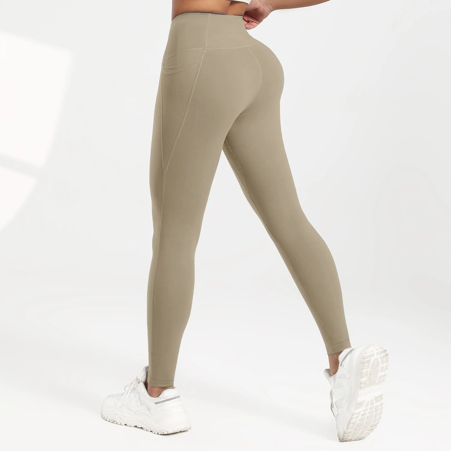 Women Solid Color High Waist Leggings with Pockets ,All-Season Casual Sports Running, Workout, and Fitness Yoga Pants