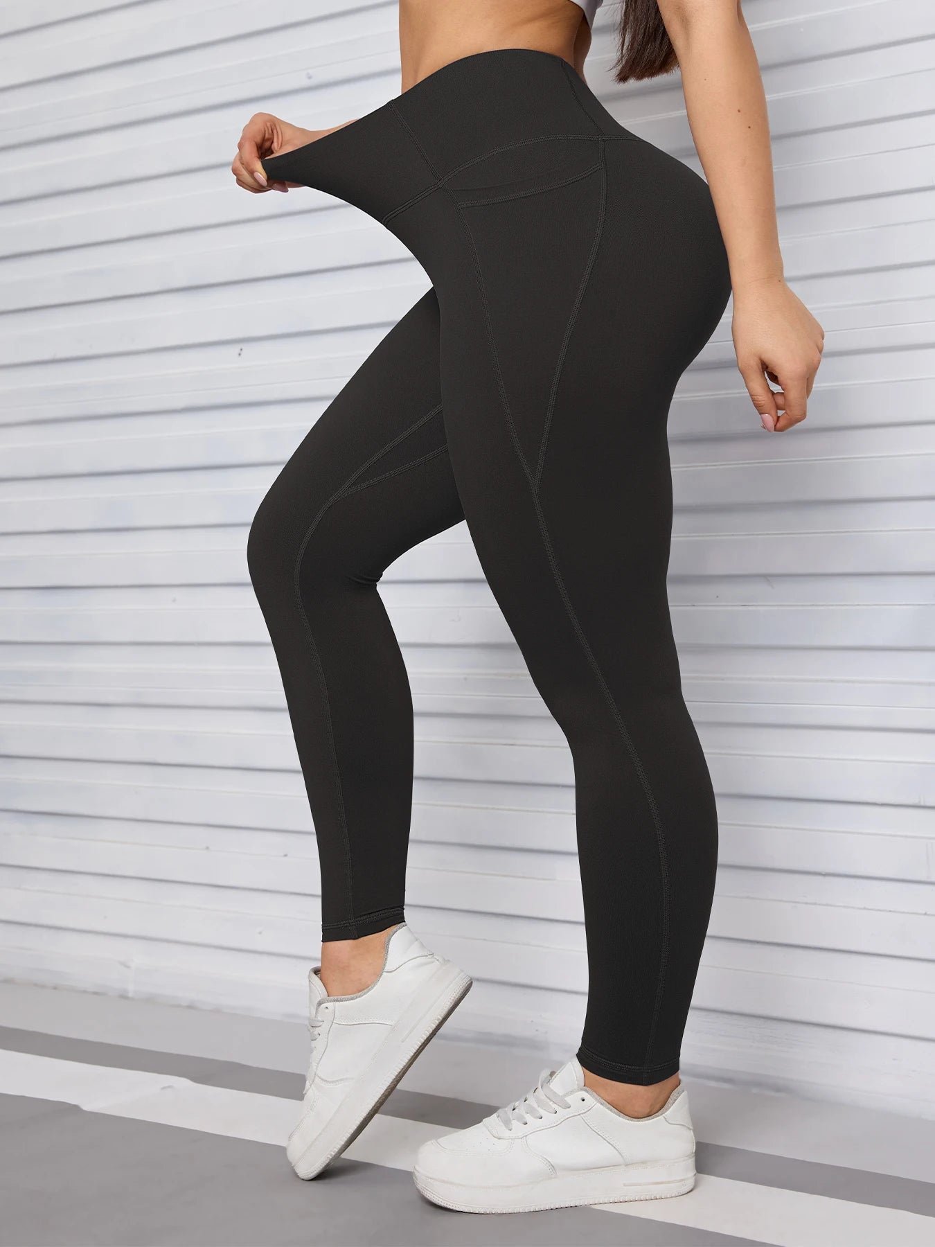 Women Solid Color High Waist Leggings with Pockets ,All-Season Casual Sports Running, Workout, and Fitness Yoga Pants