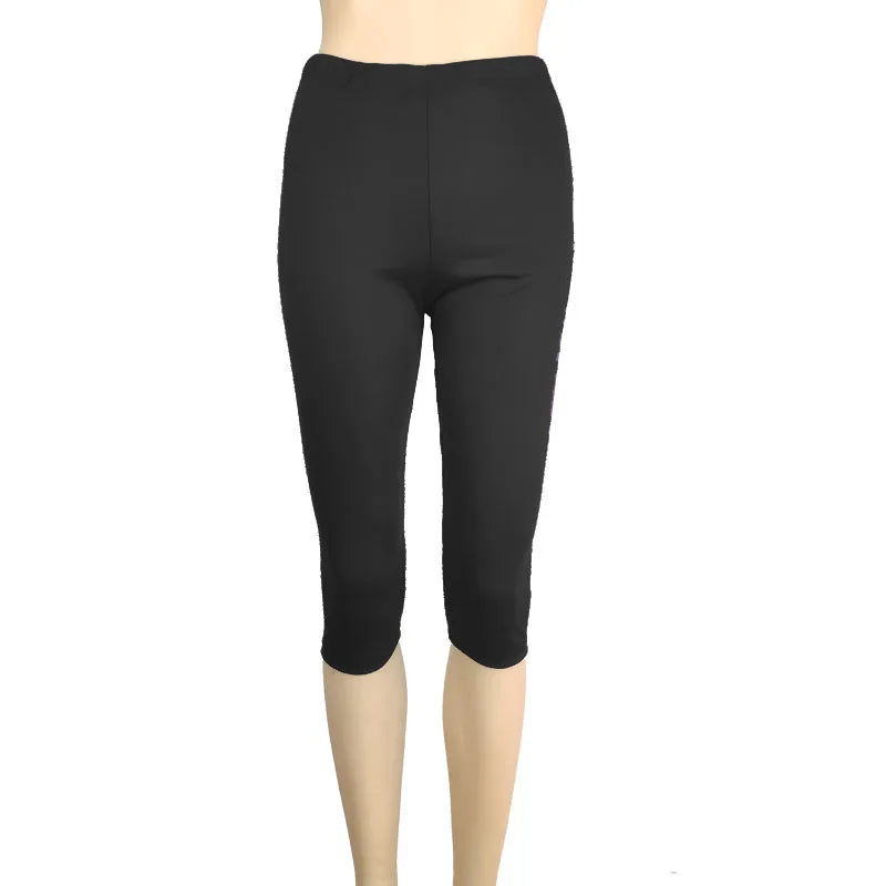 Woman High Waist Yoga Pants Large Size Leggings, Tummy Control Workout Capri Leggings, Women's Casual knee-Length Pants
