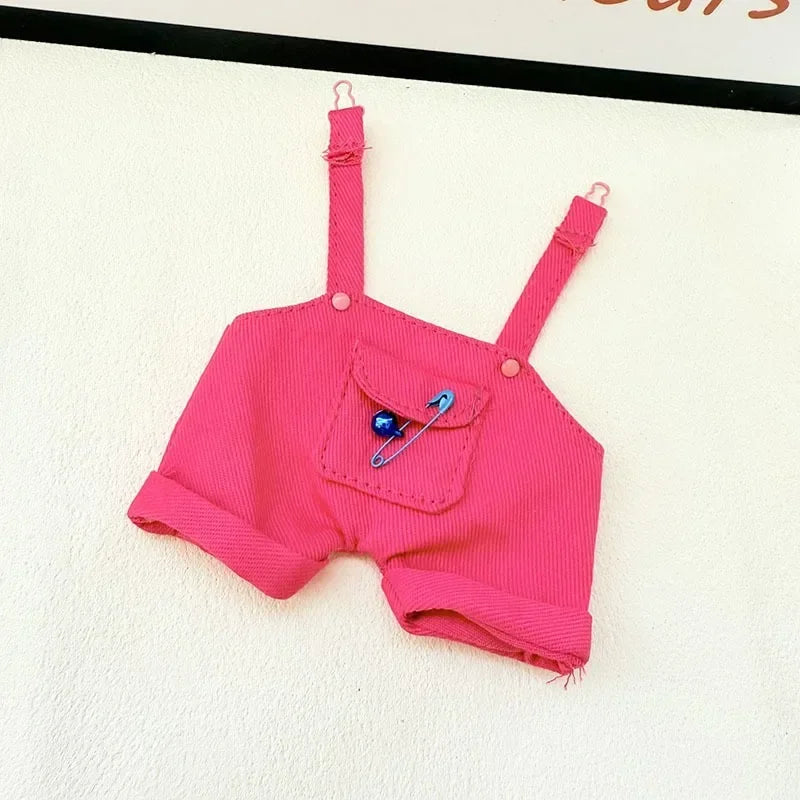 Ropa Labubu Doll Big Into Energy Summer Overalls Straw Hat Doll Clothes Set with Belt Decoration