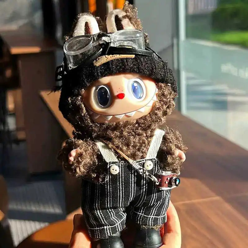 Retro Trend Camera Suit Pants Striped Overalls For labubu big into energy For Ropa labubu V3 V2 V1 doll clothes Accessories