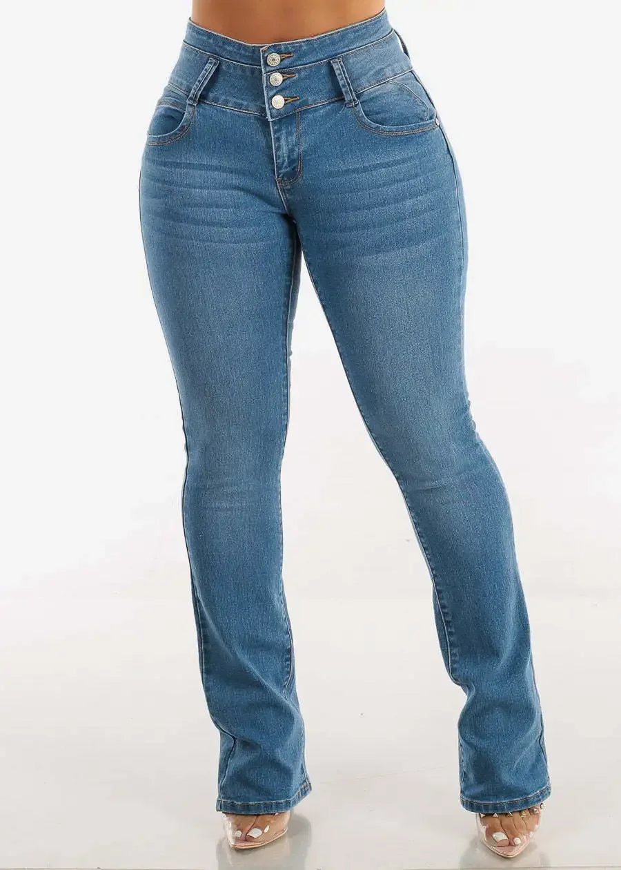 Spring 2025 Sexy Slimming Women's Elastic Jeans Butt Lifting High Waist Denim Pants Fashionable Trendy Female Clothing