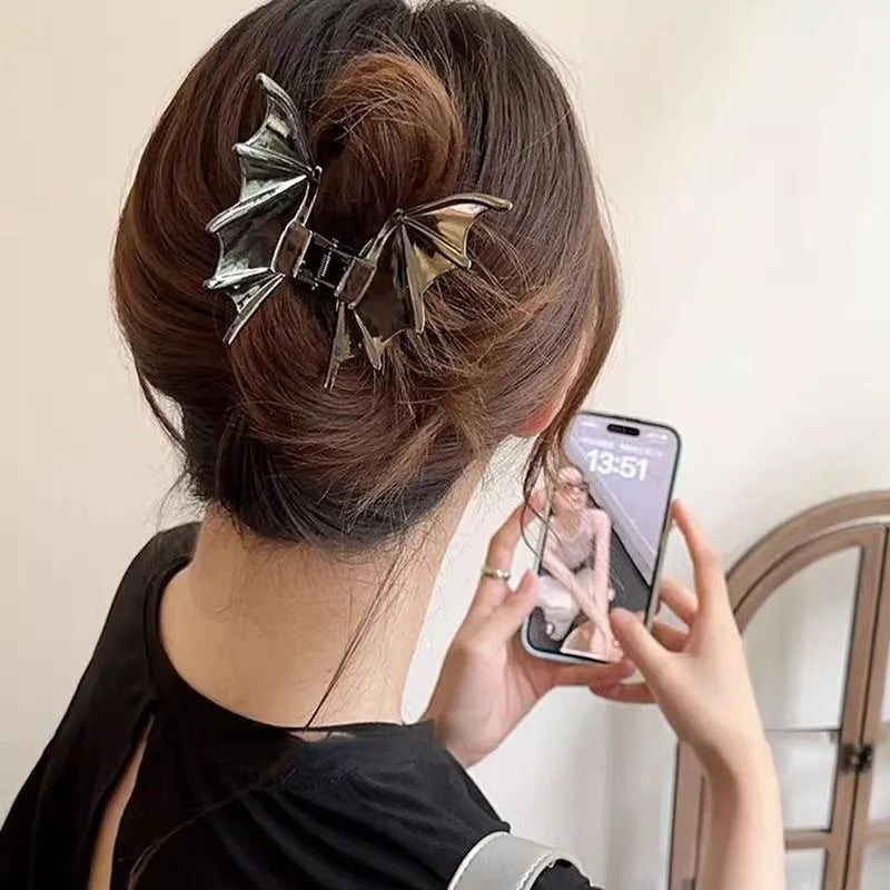 Halloween Party Cool Bat Lady Metal Hairpin Punk Style Ball Party Braiding Small Design Shark Clip Dress up Hair Accessories