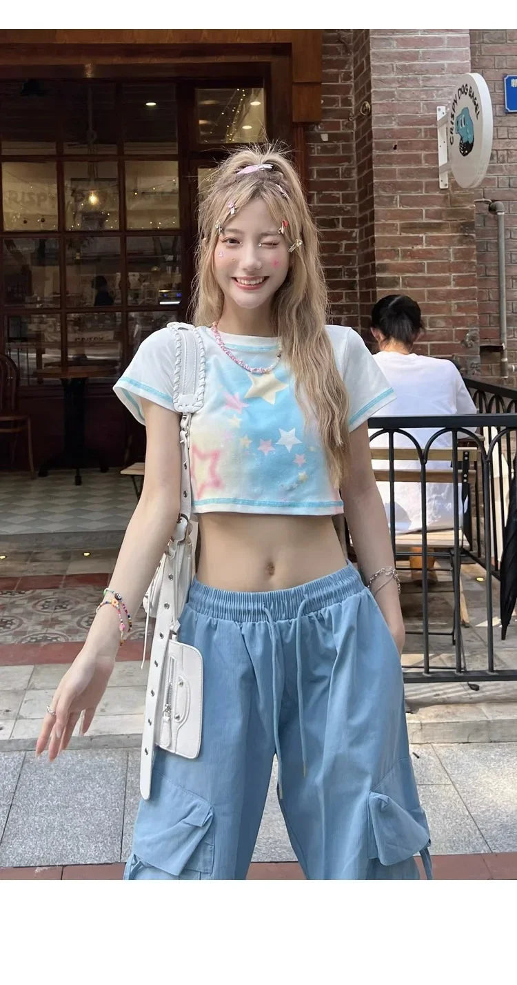 American Vintage High-Waisted Straight-Leg Wide-Leg Pants Casual Loose-Fit Design Sensibility For Women Summer 2024