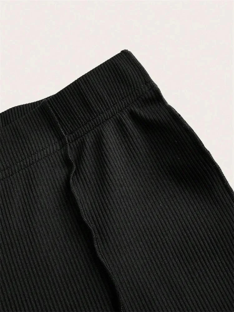 Lettuce Trim Elastic Women's Flared Pants for Women Spring Autumn Winter Casual Rib-knit Slim Fit Trousers Leggings Streetwewar