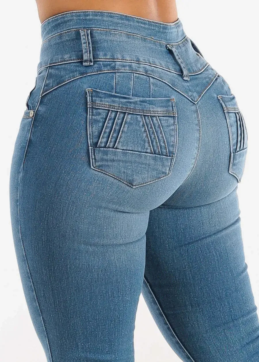 Spring 2025 Sexy Slimming Women's Elastic Jeans Butt Lifting High Waist Denim Pants Fashionable Trendy Female Clothing