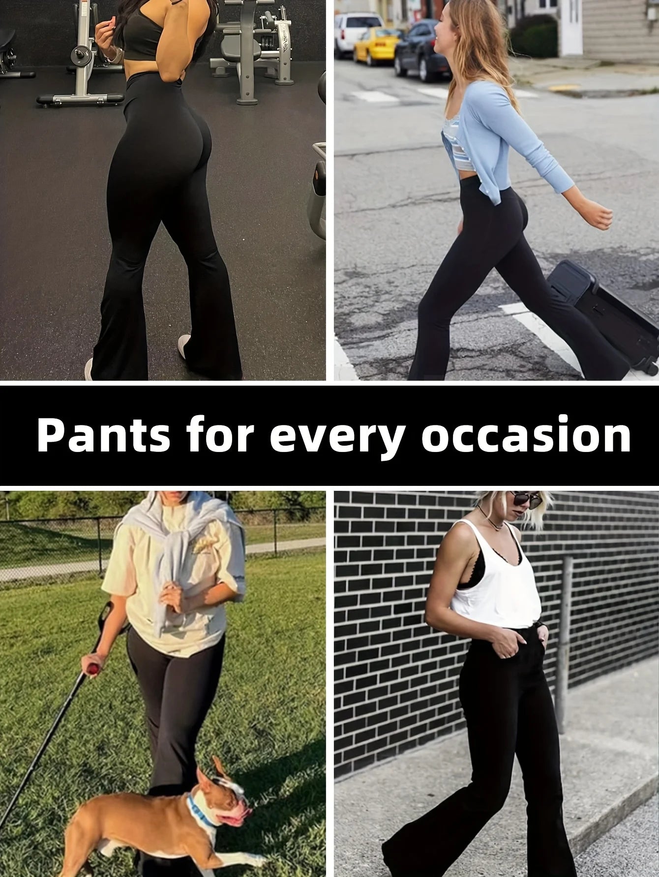 1 piece of women's long pants, high-end flared pants, tight fitting high waisted slim fit elastic dance casual pants for women