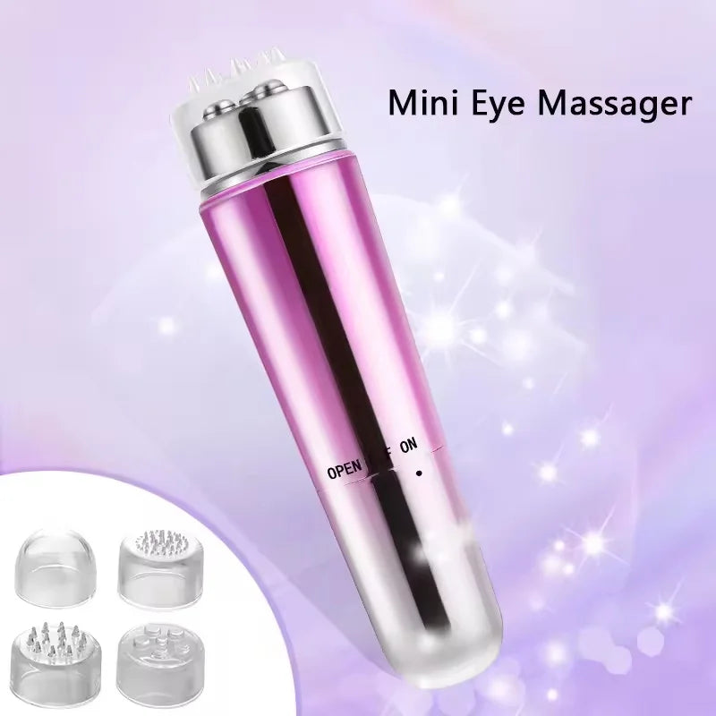 Mini Eye Massager – Electric Anti-Wrinkle & Anti-Aging Eye Massager for Dark Circles, with 4 Replaceable Heads
