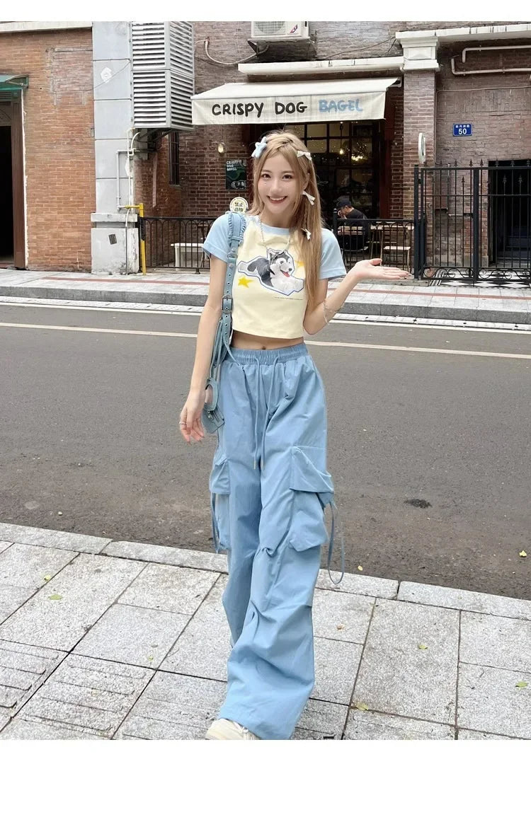 American Vintage High-Waisted Straight-Leg Wide-Leg Pants Casual Loose-Fit Design Sensibility For Women Summer 2024