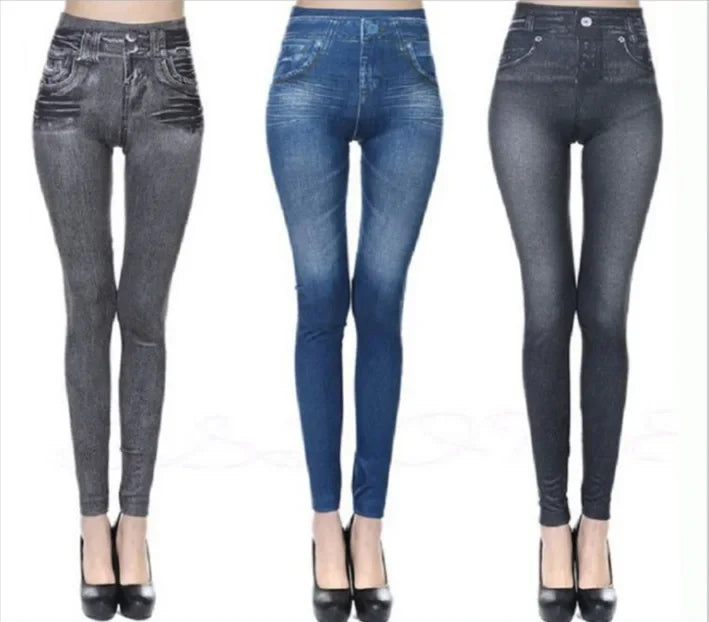 Women's Seamless Denim-Look Leggings Fitness Leggings High Elastic Butt Liftting Yoga Pants High Waist Gym Trainning Print Tight