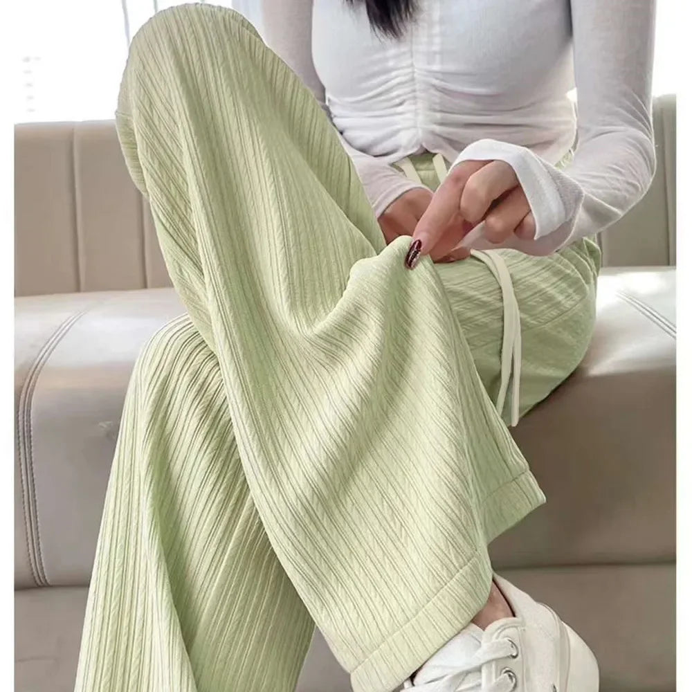 2025 Summer Puff Cloud Pants Comfortable Women High Waist Draped Straight Casual Pants Cloud Puff Wide Leg Running Pants