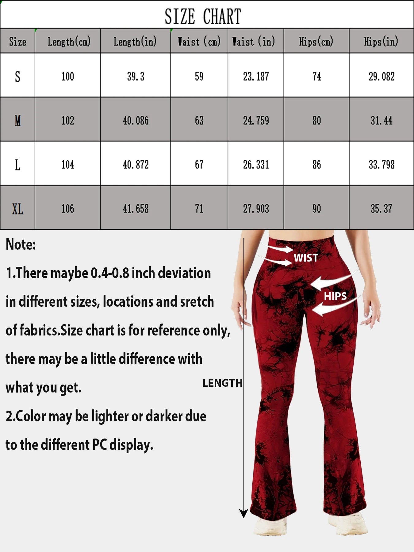 Sports and Fitness Women's High Waist Flare Pants Tie Dyed Casual Pants