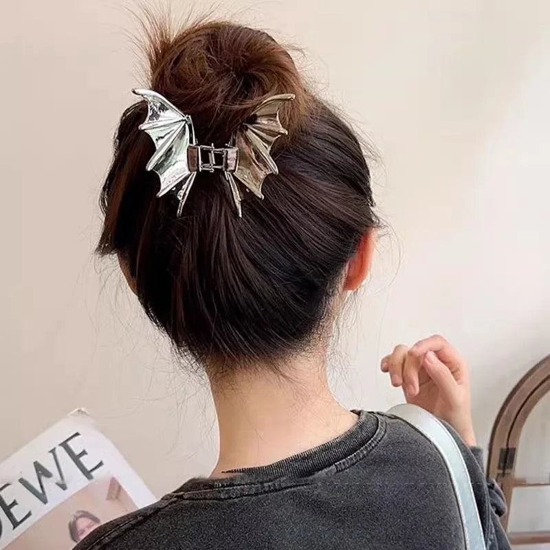 Halloween Party Cool Bat Lady Metal Hairpin Punk Style Ball Party Braiding Small Design Shark Clip Dress up Hair Accessories