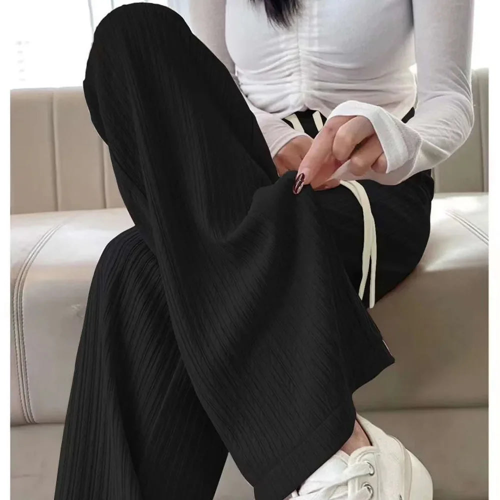 2025 Summer Puff Cloud Pants Comfortable Women High Waist Draped Straight Casual Pants Cloud Puff Wide Leg Running Pants