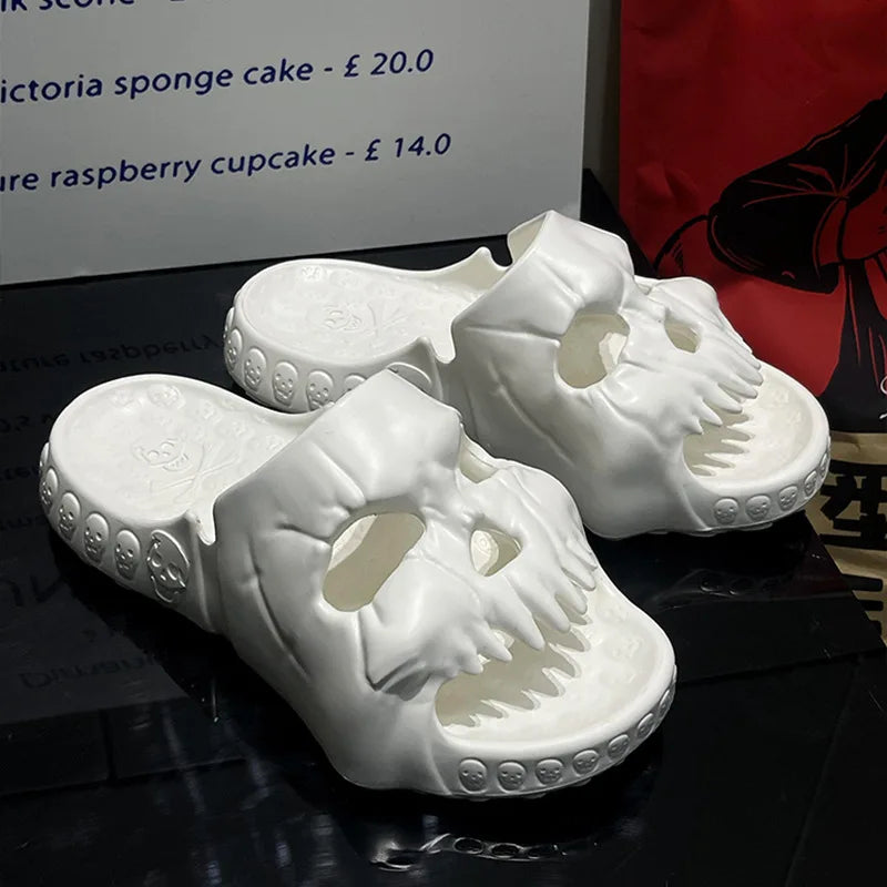 2024 Summer Skull Men Women Slippers Easter Slippers Male Outdoor Fun Novelty Slide Thick Sole Platform Beach Soft Women Sandal