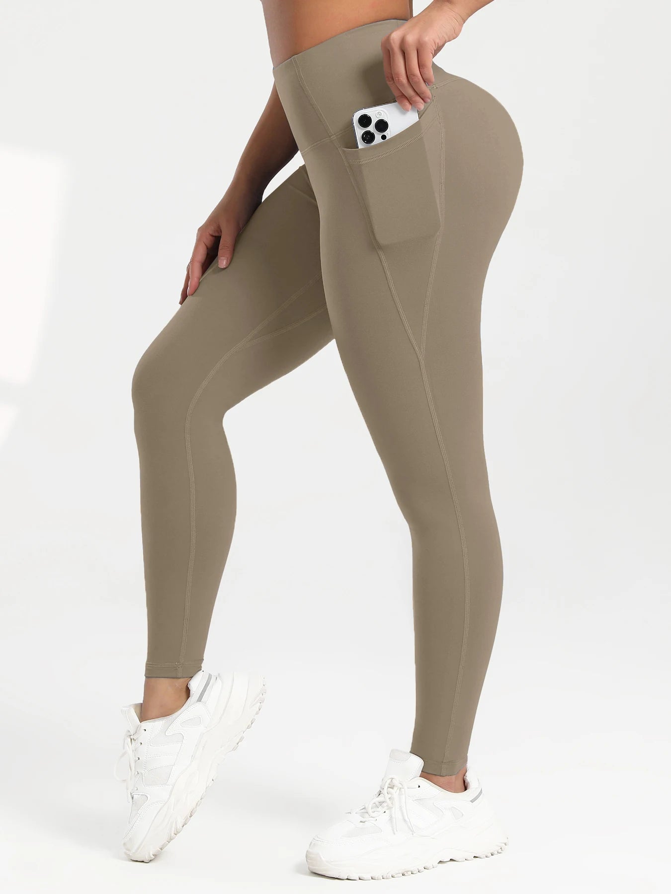 Women Solid Color High Waist Leggings with Pockets ,All-Season Casual Sports Running, Workout, and Fitness Yoga Pants