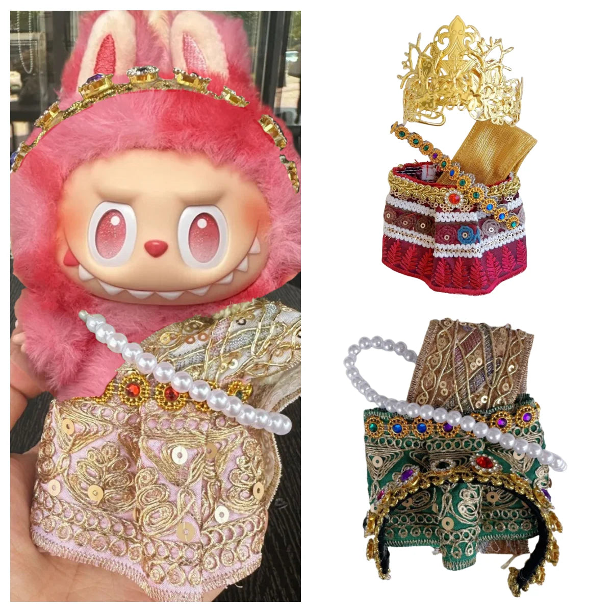 Thai clothing For Labubu big into energy V3 V1 V2 clothes with headband necklace For Ropa labubu doll