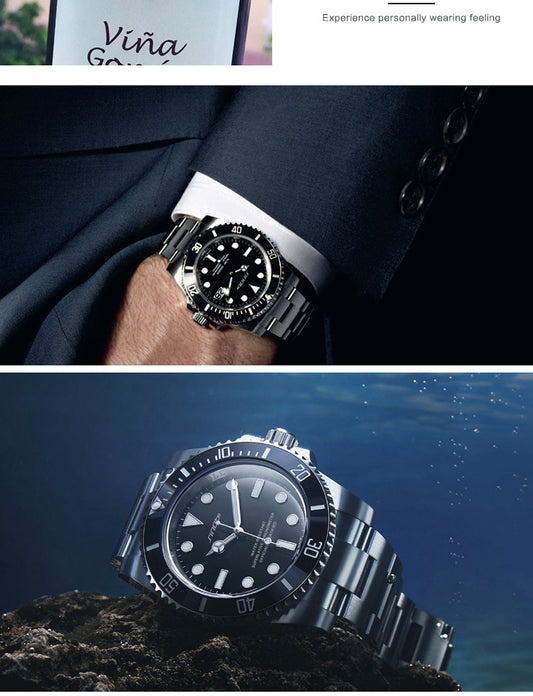 New Men's High-grade Steel Belt Luminous Waterproof Quartz Watch