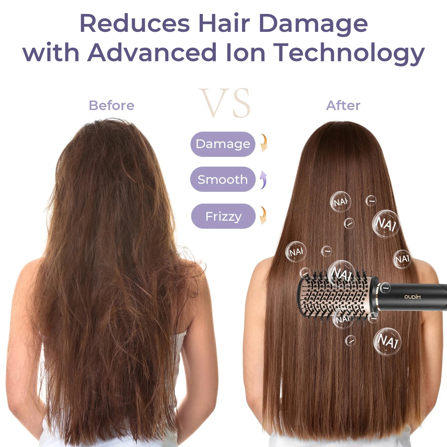6-in-1 Multifunctional Hot Air Comb, Interchangeable Brush Head, Negative Ion Hair Dryer Brush and Styler, 110,000 Inorganic Electric Brush with High Speed, Frizzless Hot Air Quick Drying, Professional Air Styling Comb, Hair