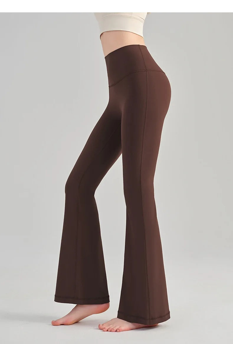 Naked Yoga Micro Flared Pants for Women High Waisted Tight Fitting Pilates Hip Lifting Slimming Fitness Pants for Outdoor Wear