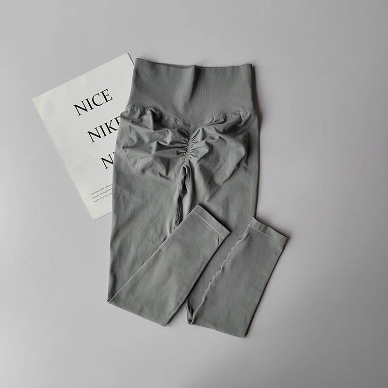 High Waist and Hip Lifting Fitness Pants for Women with High Elastic Legging Gym Belly Slimming and Quick-drying Peach Yoga Pant