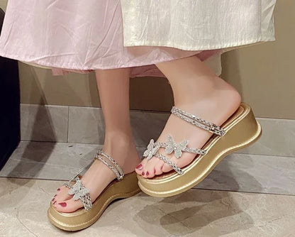 Butterfly Platform Sandals for Women Low Price Summer 2025 Comfortable Woman Shoes The Best Trend New Breathable Fashion Korea