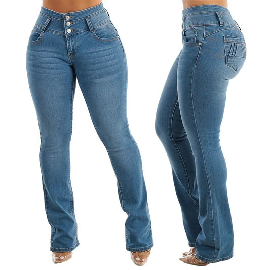 Spring 2025 Sexy Slimming Women's Elastic Jeans Butt Lifting High Waist Denim Pants Fashionable Trendy Female Clothing