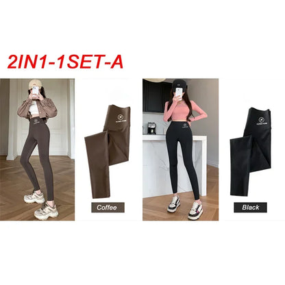 M-XL Shark pants women wear spring  autumn winter thin high-waisted belly lift hip yoga Barbie tights small feet black leggings