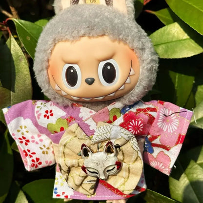 Labubu Doll Outfit Big Into Energy Style 15cm V3 Traditional Kimono Clothes Set for Ropa Labubu