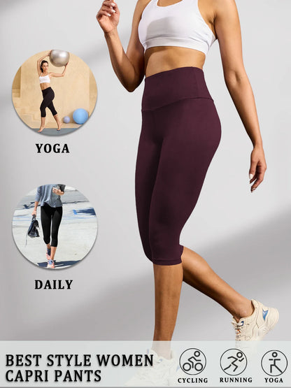 Women's High Waisted Capri Pants Super Soft No See Through Workout Yoga Running Athletic push up gym fitness Leggings