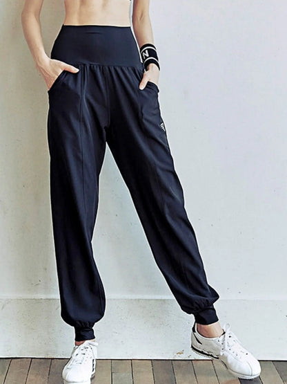 High-Waist Women's Quick-Drying Yoga Jogger Pants - All-Season Comfort with Slant Pockets, Long-Length & Stylish Sports Look for