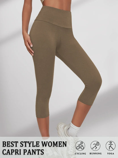 Women's High Waisted Capri Pants Super Soft No See Through Workout Yoga Running Athletic push up gym fitness Leggings