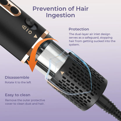 6-in-1 Multifunctional Hot Air Comb, Interchangeable Brush Head, Negative Ion Hair Dryer Brush and Styler, 110,000 Inorganic Electric Brush with High Speed, Frizzless Hot Air Quick Drying, Professional Air Styling Comb, Hair