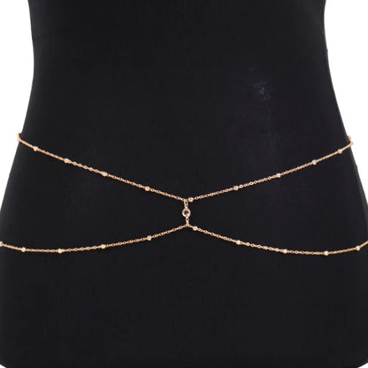 Clear Rhinestone Beaded Belly Chains For Women Gold Silver Color Metal Beach Bikini Link Chains Waist Body Jewelry Accessory