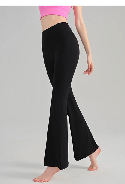 Naked Yoga Micro Flared Pants for Women High Waisted Tight Fitting Pilates Hip Lifting Slimming Fitness Pants for Outdoor Wear