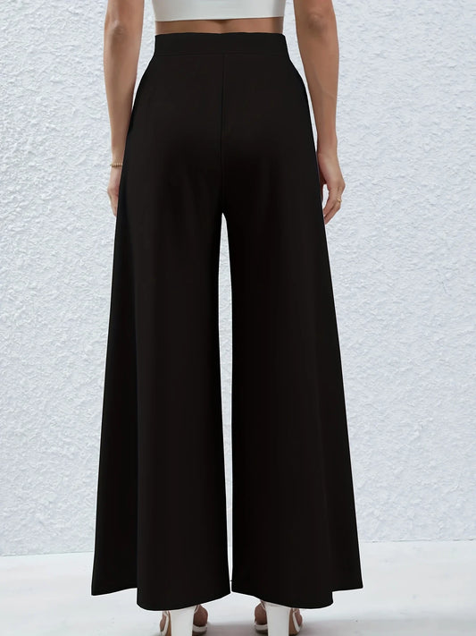 Women's summer 2024 new plus-size knitted fabric elegant temperament wide-legged casual pants