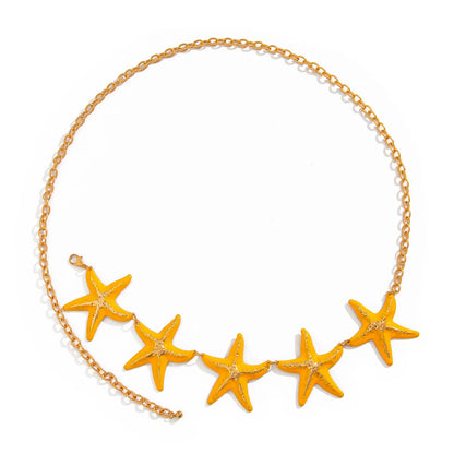KunJoe Sexy Creative Beach Starfish Waist Chain for Women Bohemian Star Belly Chain Summer Body Jewelry Bikini Dress Belt New
