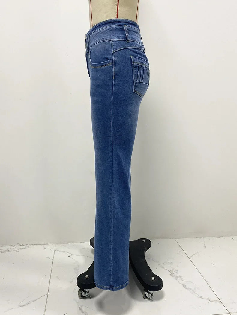 Spring 2025 Sexy Slimming Women's Elastic Jeans Butt Lifting High Waist Denim Pants Fashionable Trendy Female Clothing