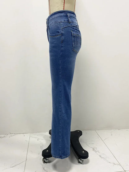 Spring 2025 Sexy Slimming Women's Elastic Jeans Butt Lifting High Waist Denim Pants Fashionable Trendy Female Clothing