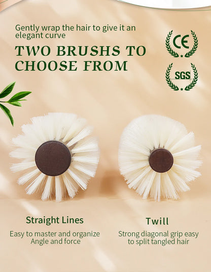 Personalized Name Boar Bristle Roller Hair Brush Cork handle Women Round Rolling Brush Barrel Curling Straight Twill Hair Comb