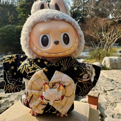 Labubu Doll Outfit Big Into Energy Style 15cm V3 Traditional Kimono Clothes Set for Ropa Labubu