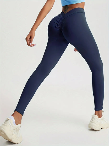 Woman Back V Waist Wrinkled Hip Sexy Yoga Leggings Casual Fitness Workout Gym Running Leggings Low Waist Active Wear Pants