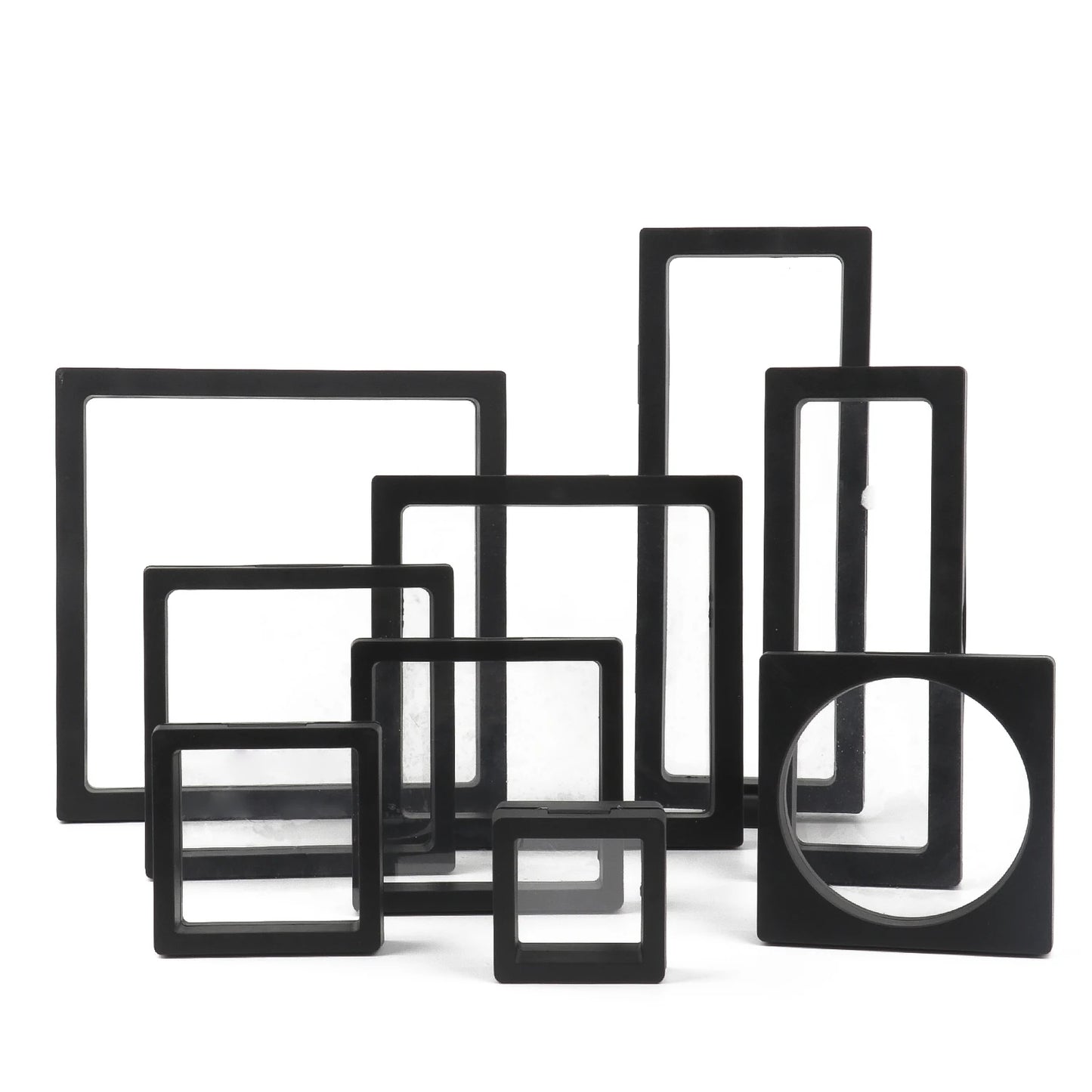 Black 3D Free Stand Suspension Floating Case Frame Membrane Display For Jewelry Storage Ring Earrings Necklace Accessories Box