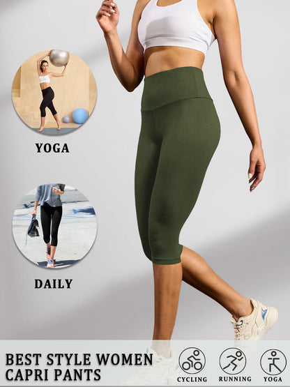Women's High Waisted Capri Pants Super Soft No See Through Workout Yoga Running Athletic push up gym fitness Leggings