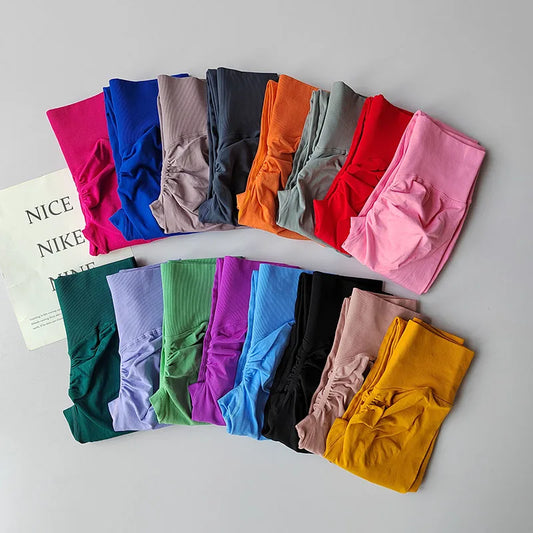 High Waist and Hip Lifting Fitness Pants for Women with High Elastic Legging Gym Belly Slimming and Quick-drying Peach Yoga Pant