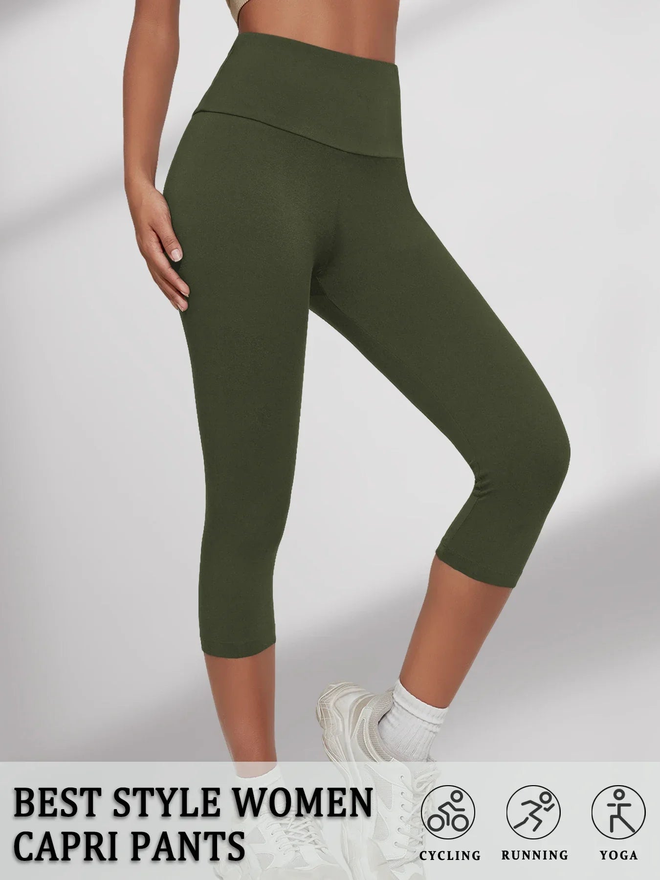 Women's High Waisted Capri Pants Super Soft No See Through Workout Yoga Running Athletic push up gym fitness Leggings